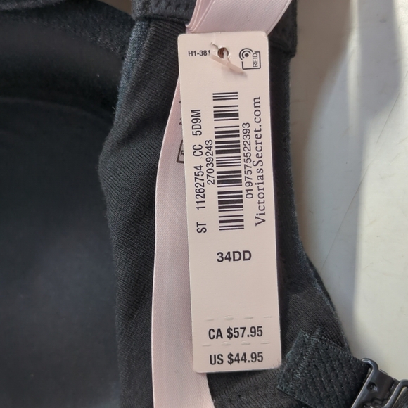 Victoria Secret Cotton TShirt Bra 34DD Heather Black - Picture 9 of 10
